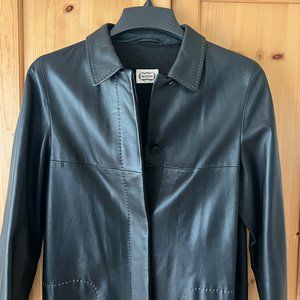 Agnona Black Leather Duster
